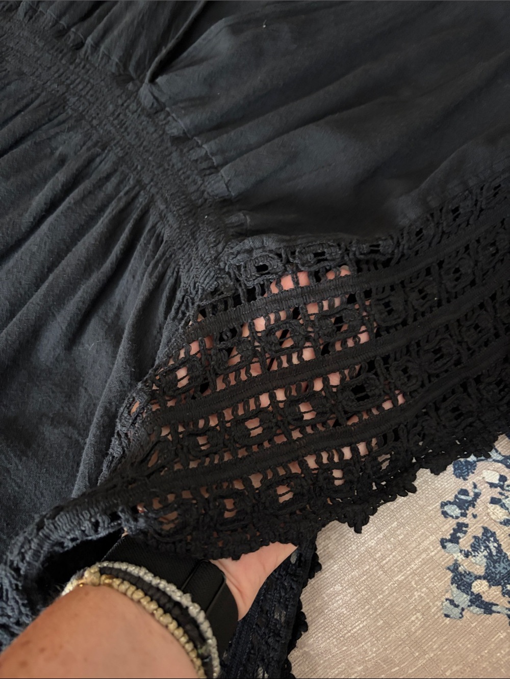 Black Crochet-Trim V-Neck Swim Coverup - Picture 3 of 4